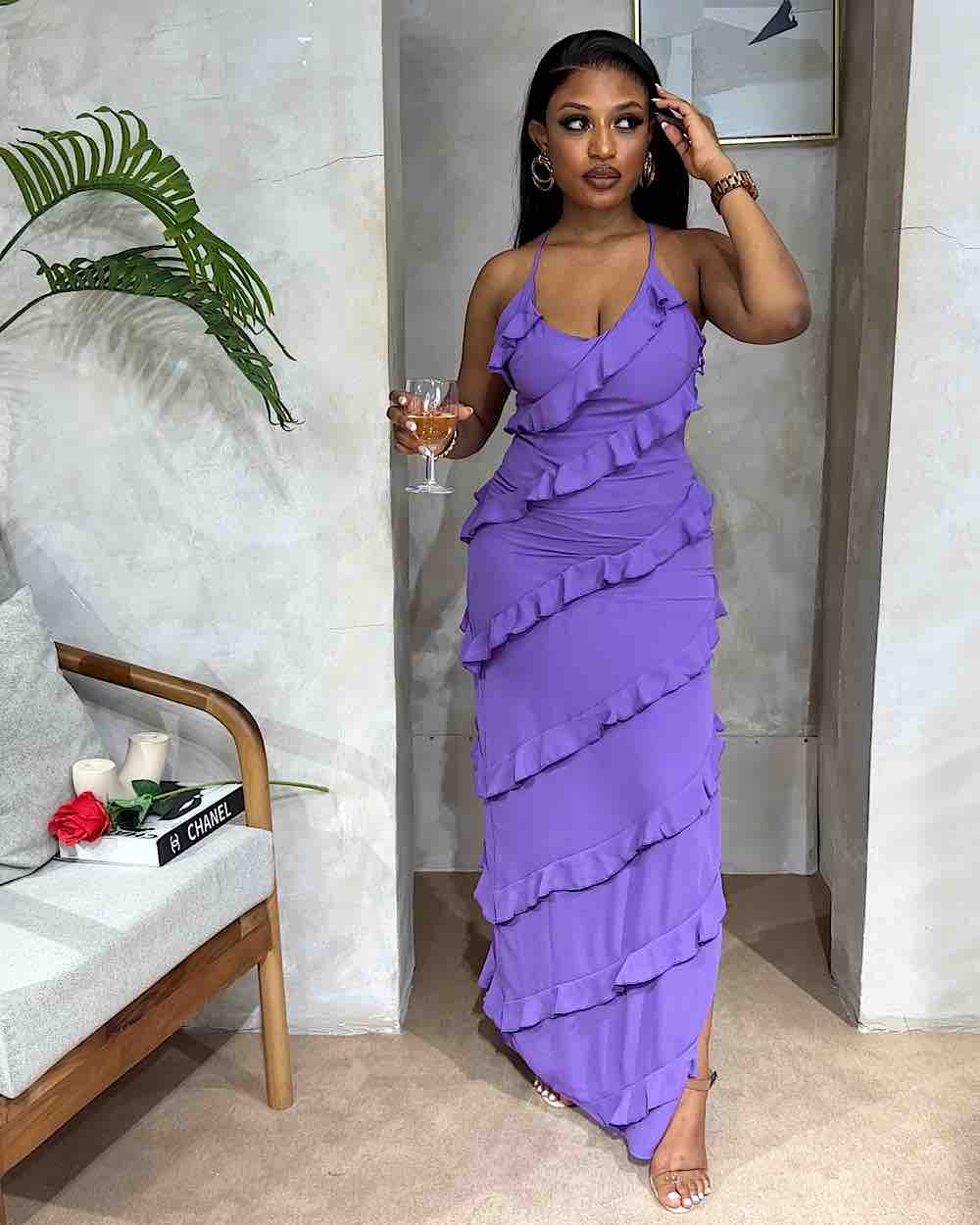 chanel purple dress