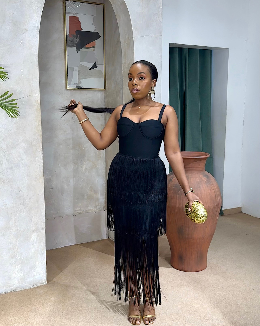 Atinuke Black Bandage Dress - Thumbnail