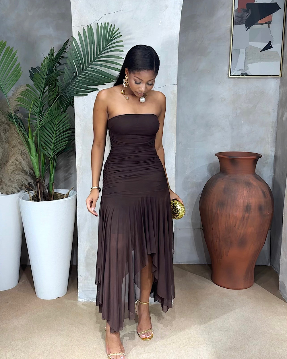 Chantel Brown Dress - Thumbnail