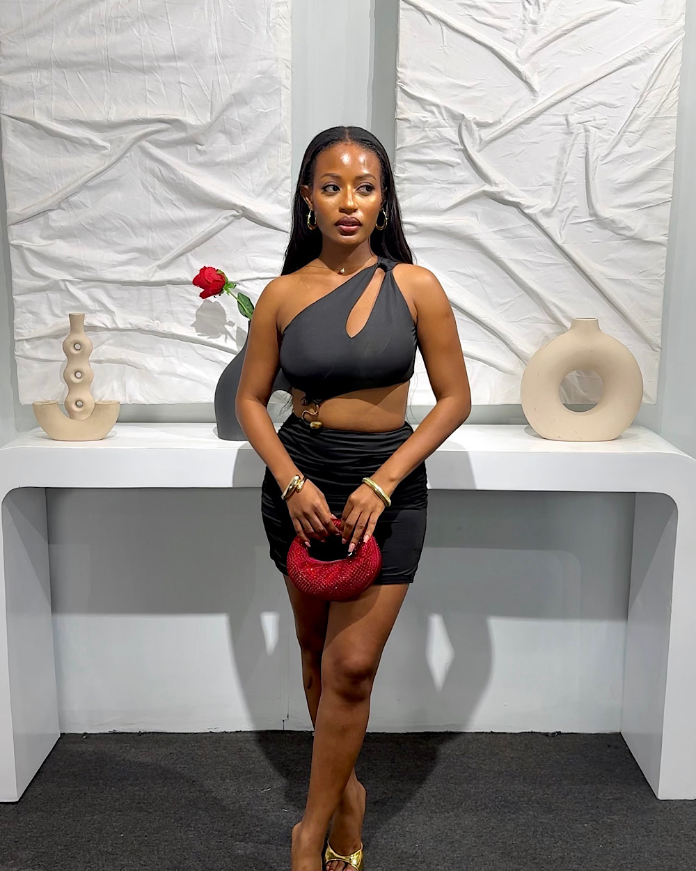 Rania Black Cut Out Dress - Thumbnail