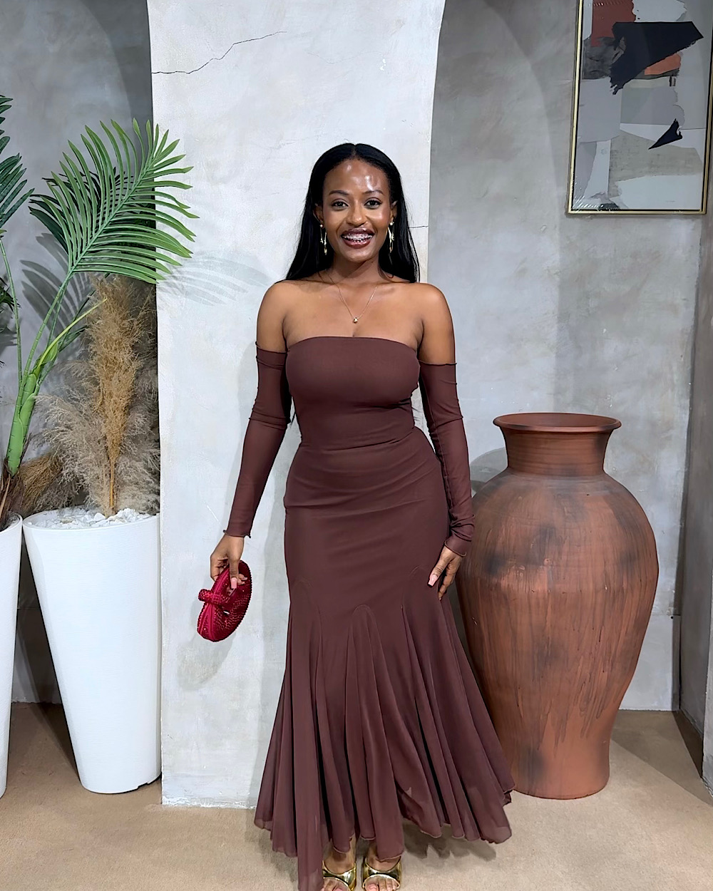 Mariam Brown Dress - Thumbnail