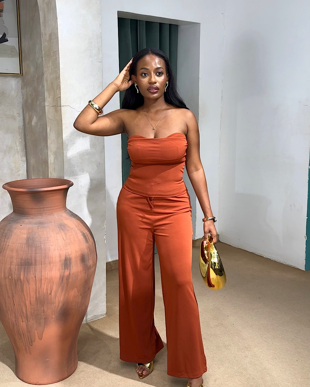 Oma Burnt Orange Trouser Set