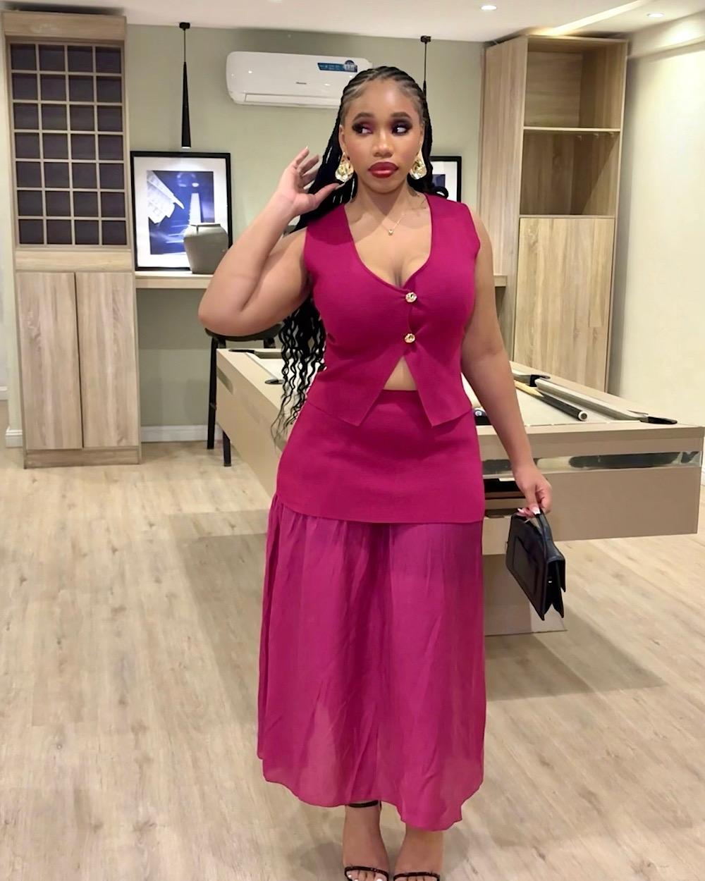Melinda Pink Skirt Set - Thumbnail
