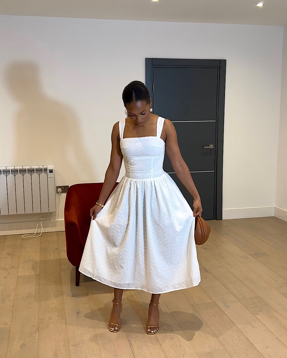 Laila White Detailed Dress - Thumbnail