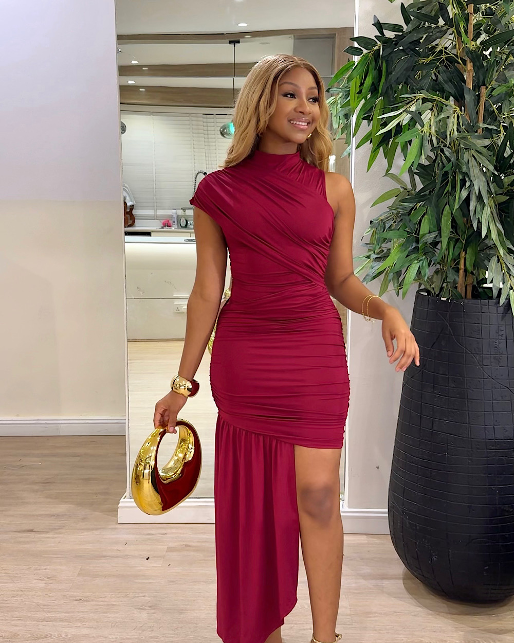 Maxine Wine Dress - Thumbnail