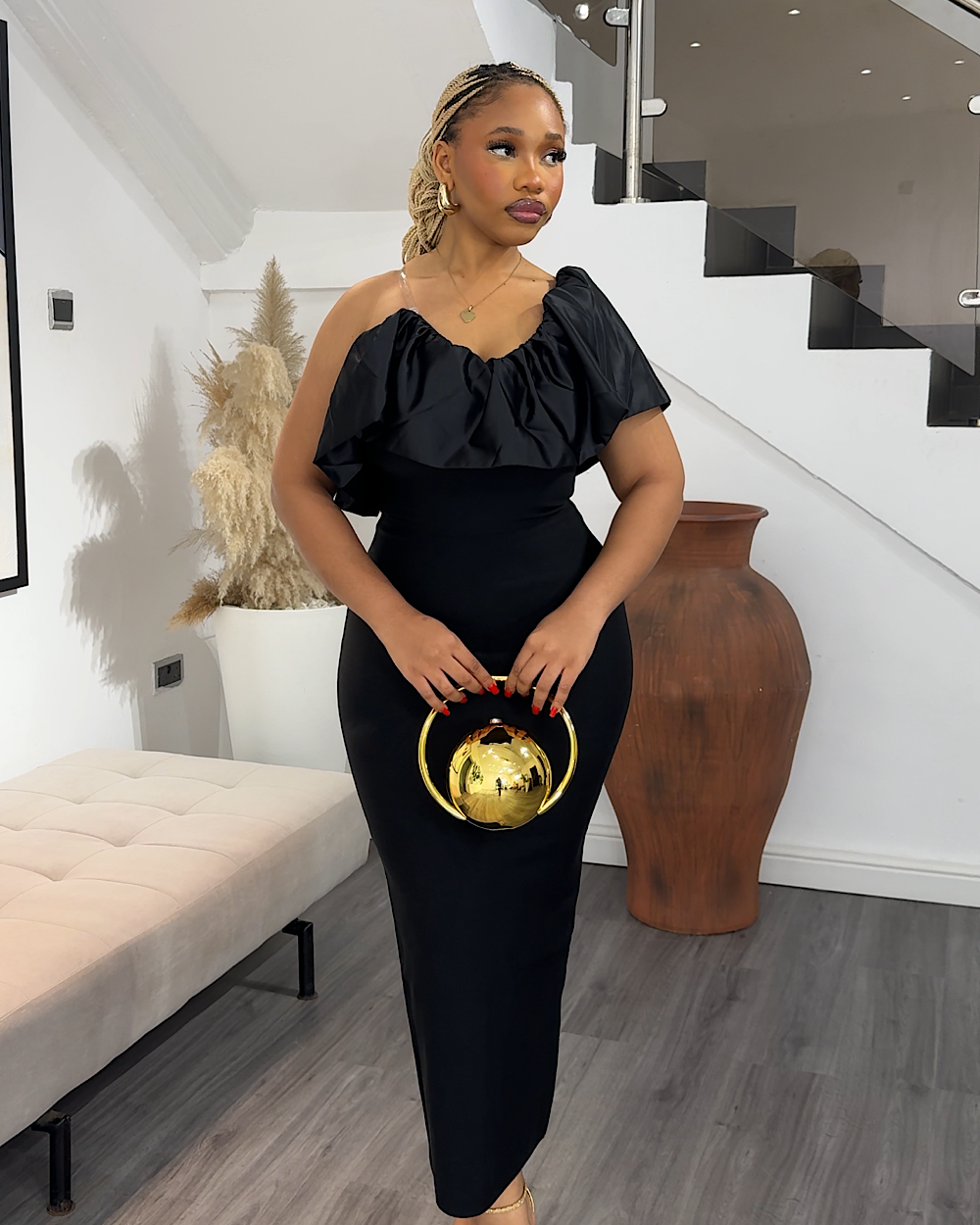 Aya Black Bandage Dress - Thumbnail