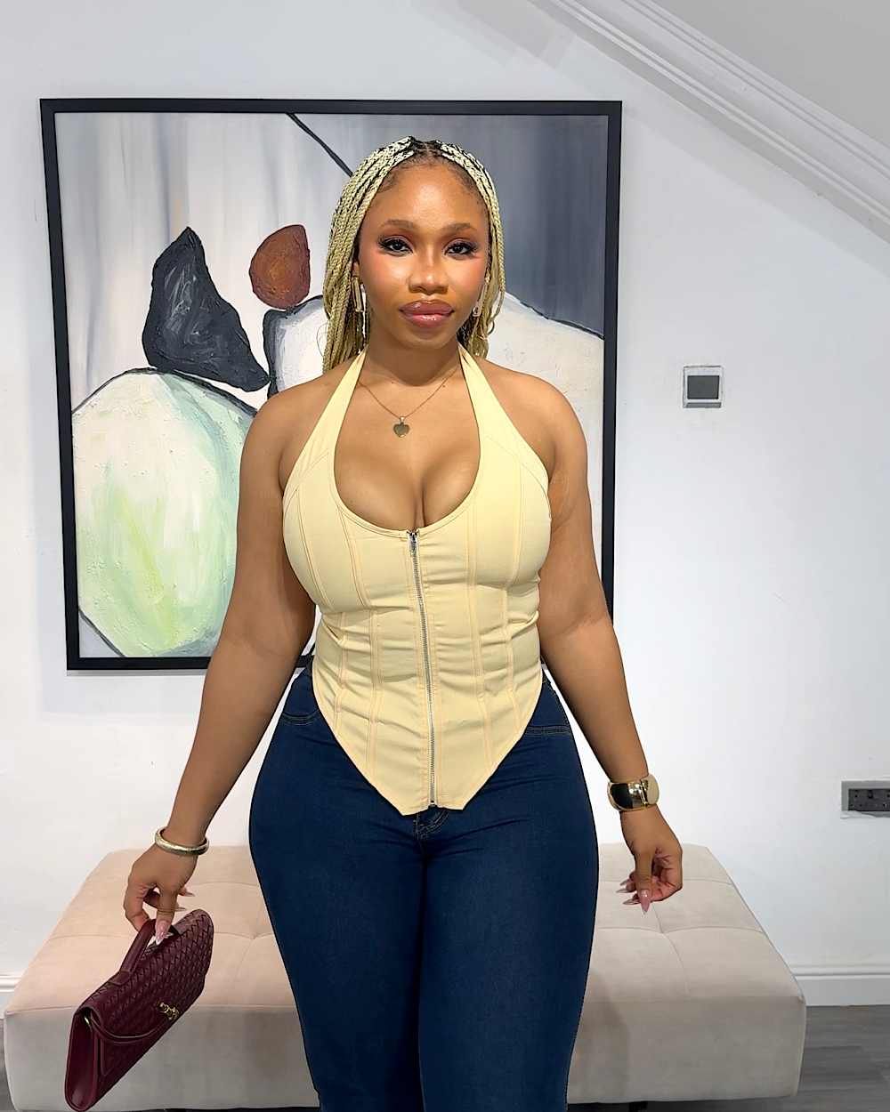 Mathilda Yellow Corset Top - Thumbnail