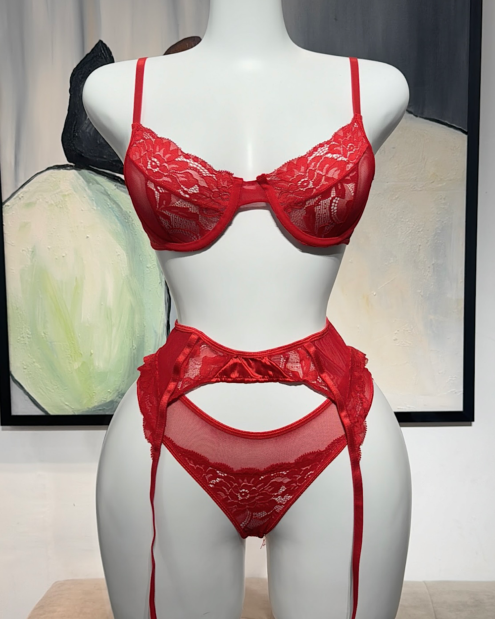 Veronica Red Lingerie Set - Thumbnail