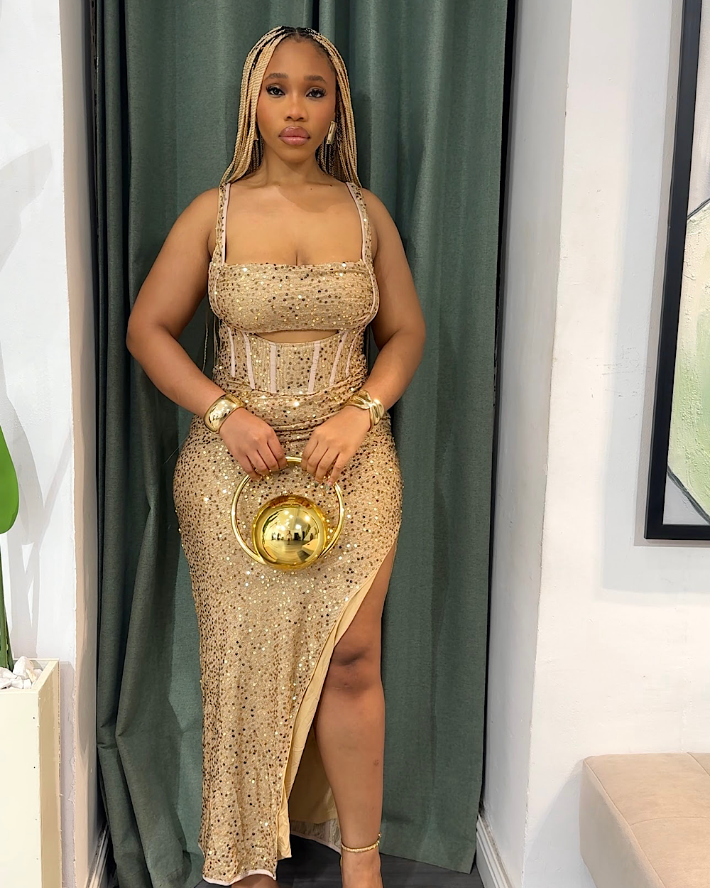 Sasha Gold Sequin Dress - Thumbnail