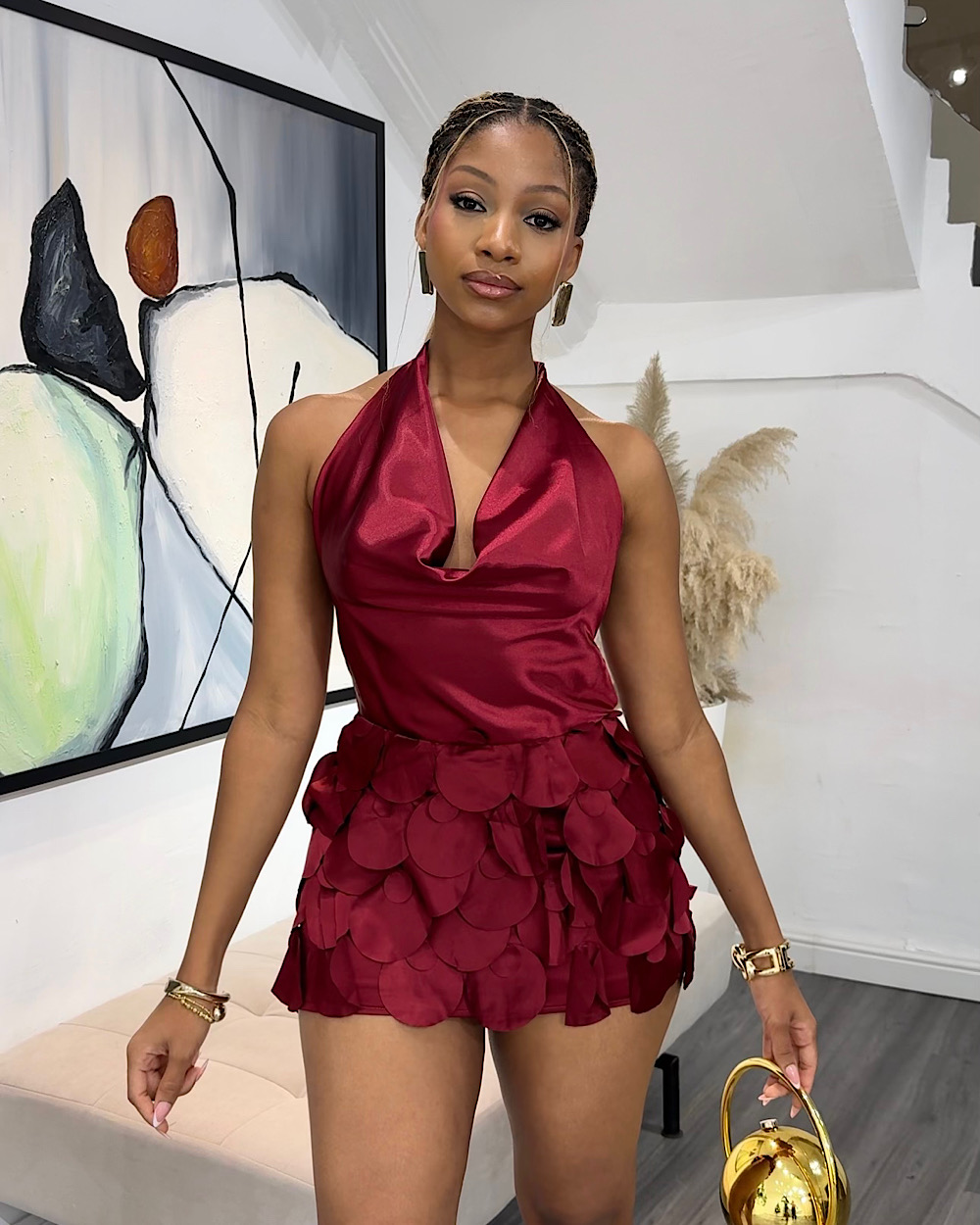 Zendaya Wine Shorts Set - Thumbnail