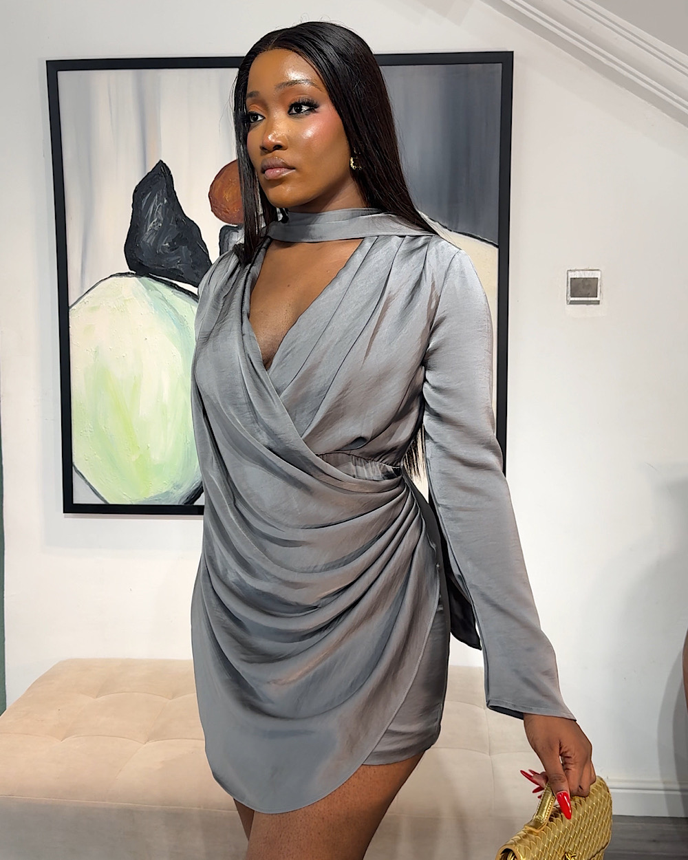 Boma Grey Draped Dress