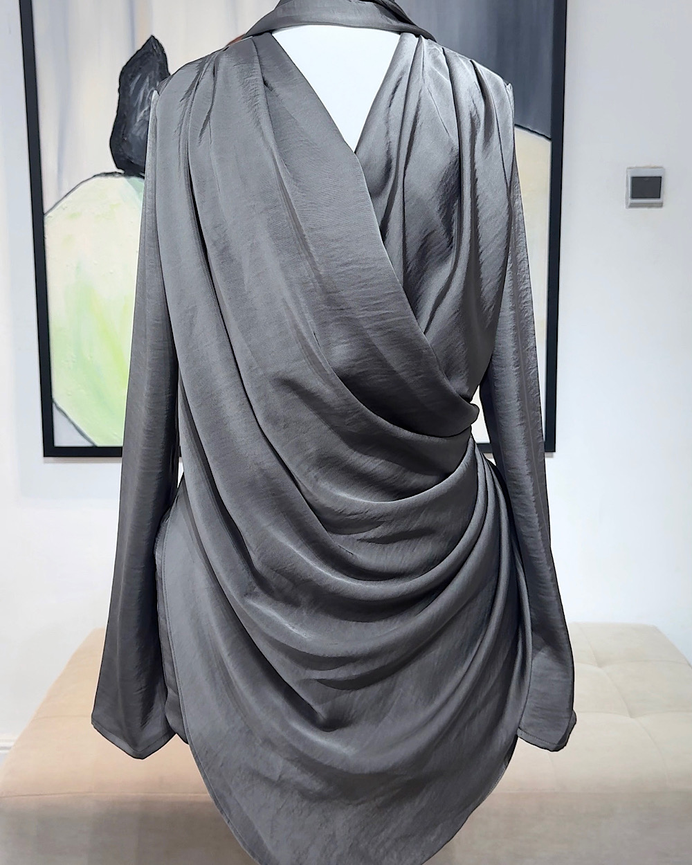 Boma Grey Draped Dress - Thumbnail