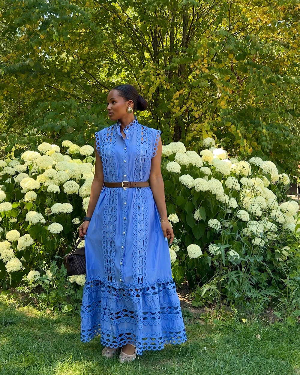 Lara Blue Detailed Dress - Thumbnail