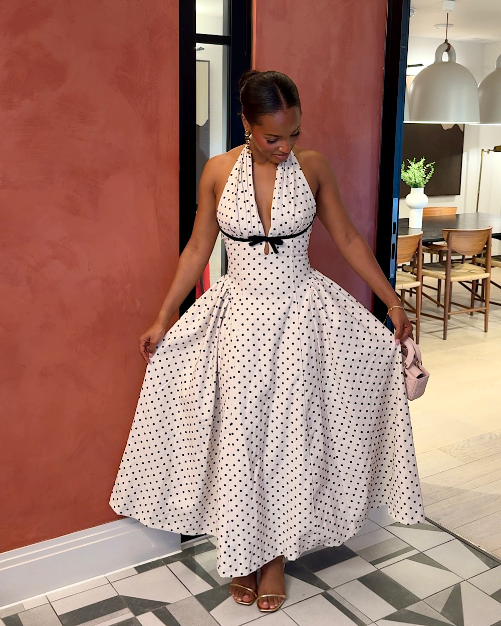 Amy Cream Polkadot Dress - Thumbnail