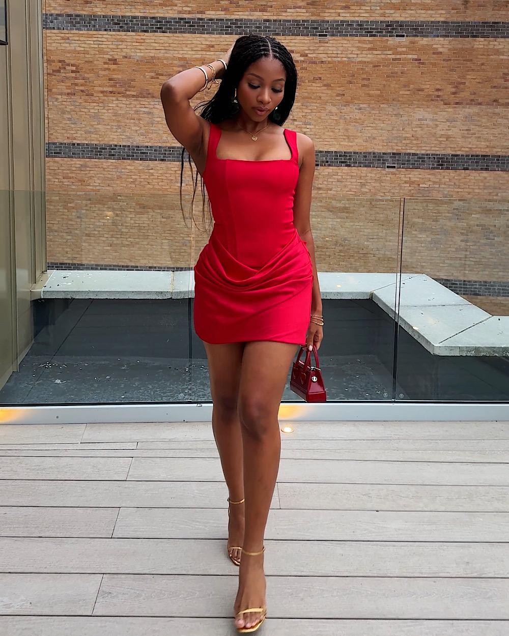 Chelly Red Corset Dress - Thumbnail